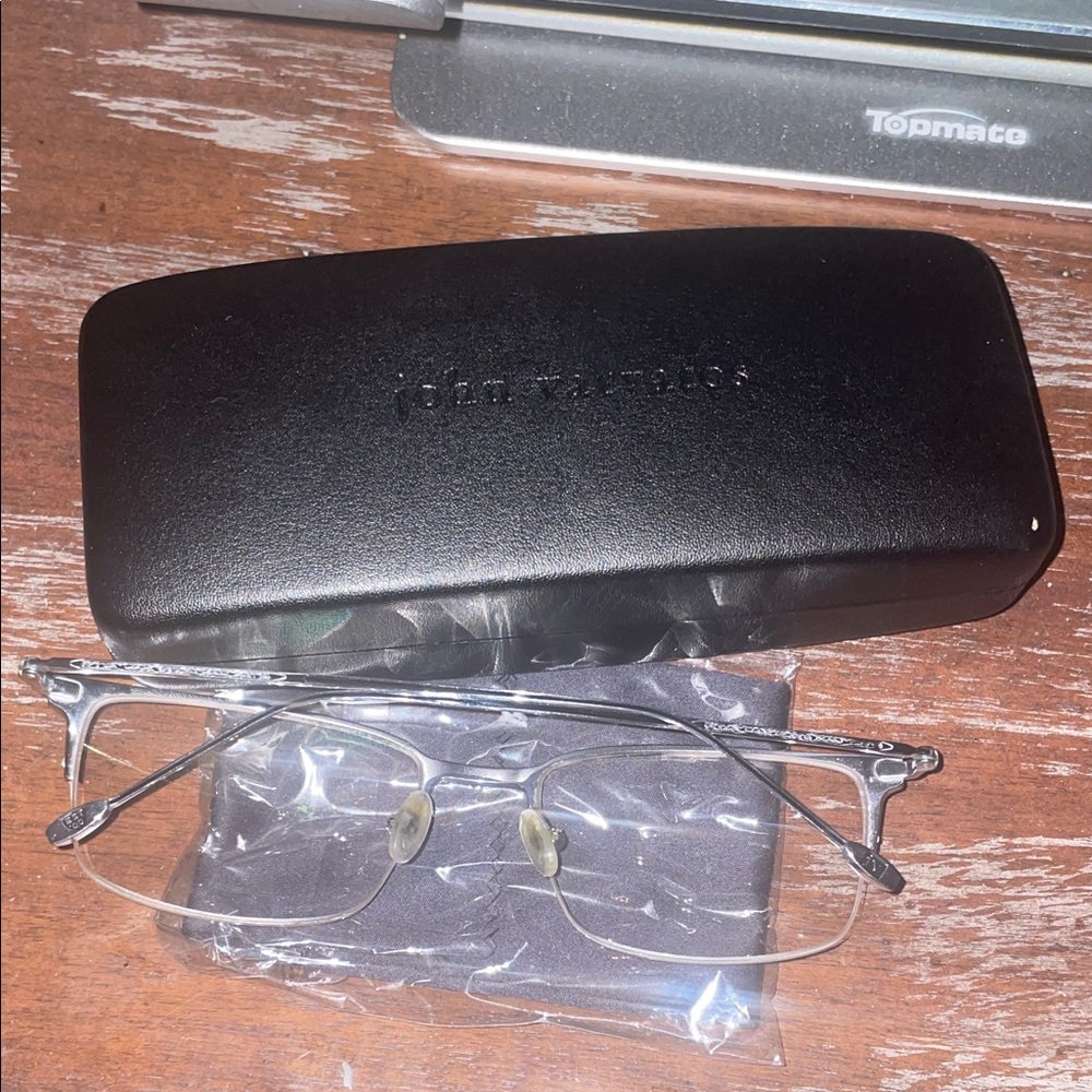 John Varvatos Black And Silver Rectangular Eyegla… - image 2